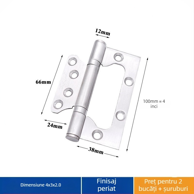 Balama de uși din oțel inoxidabil – Asabie, stil modern minimalist, finisaj electroplacat