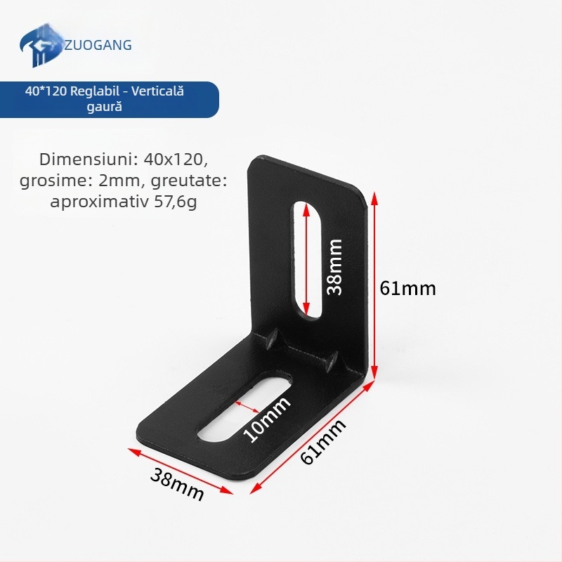 Conector unghiular pentru pat, în formă de L, unghi drept 90°, îngroșat, reglabil, potrivit pentru canapea-pat și cadru cu lamele