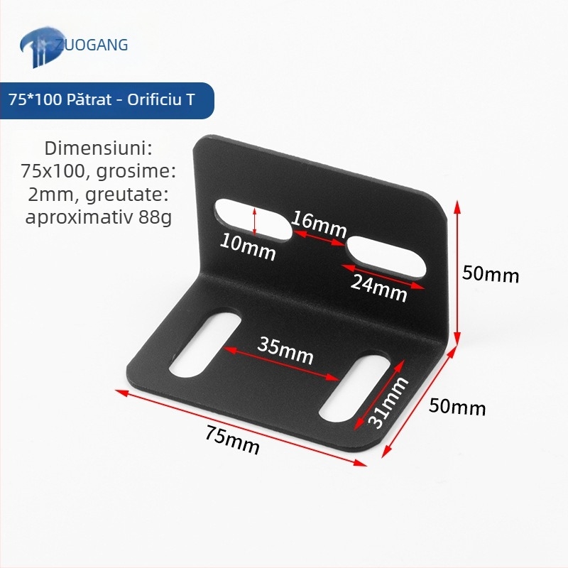 Conector unghiular pentru pat, în formă de L, unghi drept 90°, îngroșat, reglabil, potrivit pentru canapea-pat și cadru cu lamele