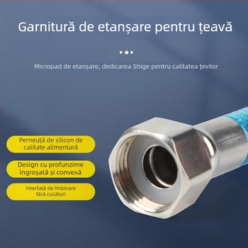 Tub de intrare din oțel inoxidabil 304, curbat, pentru duș și boiler, rezistent la explozie, apă caldă și rece pentru uz casnic, montaj cu fir interior dublu, marca Shige Youpin, presiune nominală 1.6, temperatură de lucru -20°C până la 200°C