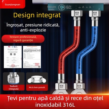 Conductă ondulată din oțel inoxidabil 316L pentru apă — intrare la încălzitorul de apă, pentru apă caldă și rece, interval temperatură -20°C până la 150°C