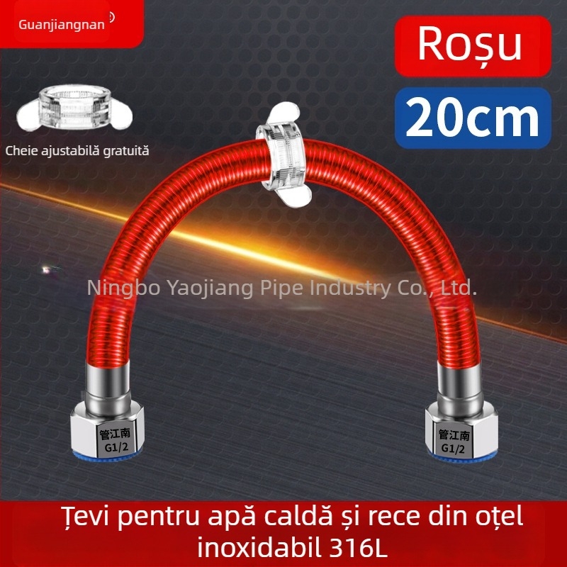 Conductă ondulată din oțel inoxidabil 316L pentru apă — intrare la încălzitorul de apă, pentru apă caldă și rece, interval temperatură -20°C până la 150°C
