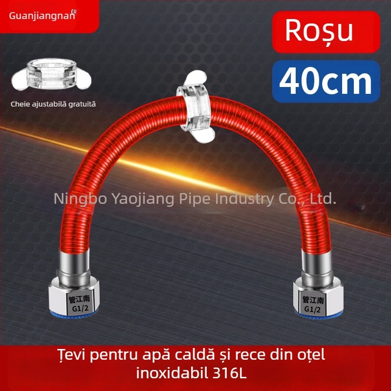 Conductă ondulată din oțel inoxidabil 316L pentru apă — intrare la încălzitorul de apă, pentru apă caldă și rece, interval temperatură -20°C până la 150°C