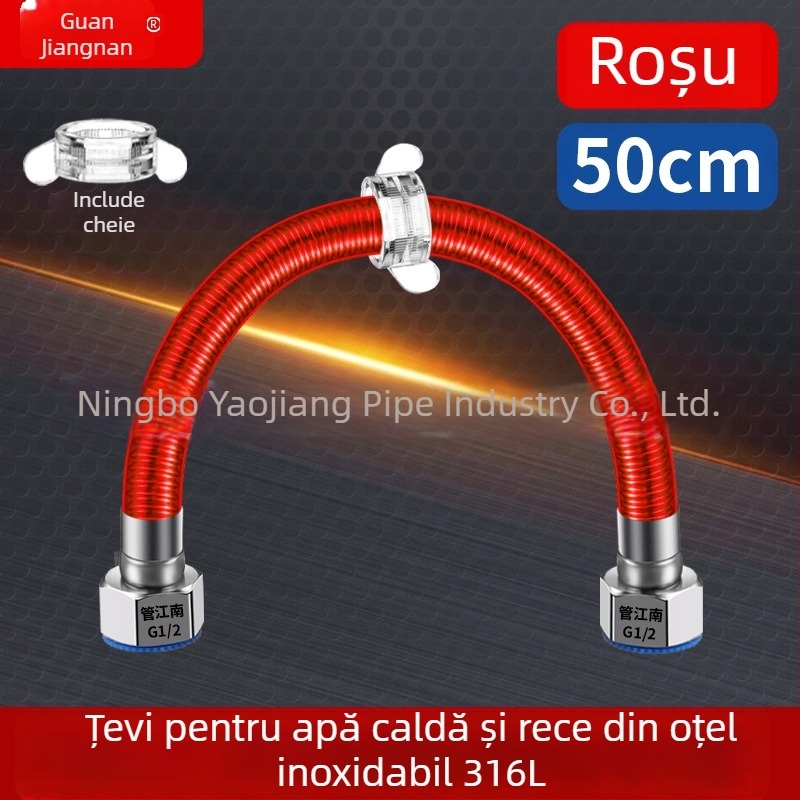 Conductă ondulată din oțel inoxidabil 316L pentru apă — intrare la încălzitorul de apă, pentru apă caldă și rece, interval temperatură -20°C până la 150°C