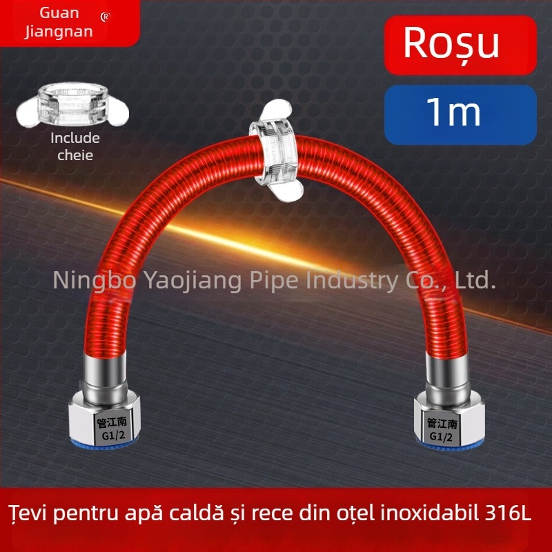 Conductă ondulată din oțel inoxidabil 316L pentru apă — intrare la încălzitorul de apă, pentru apă caldă și rece, interval temperatură -20°C până la 150°C