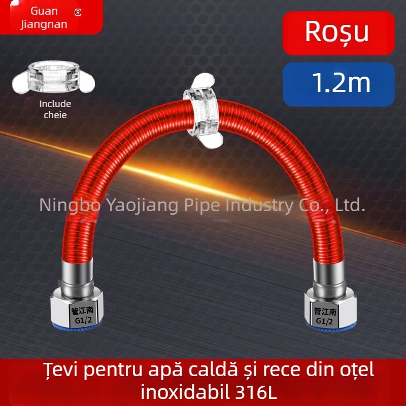 Conductă ondulată din oțel inoxidabil 316L pentru apă — intrare la încălzitorul de apă, pentru apă caldă și rece, interval temperatură -20°C până la 150°C