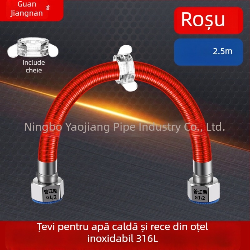 Conductă ondulată din oțel inoxidabil 316L pentru apă — intrare la încălzitorul de apă, pentru apă caldă și rece, interval temperatură -20°C până la 150°C