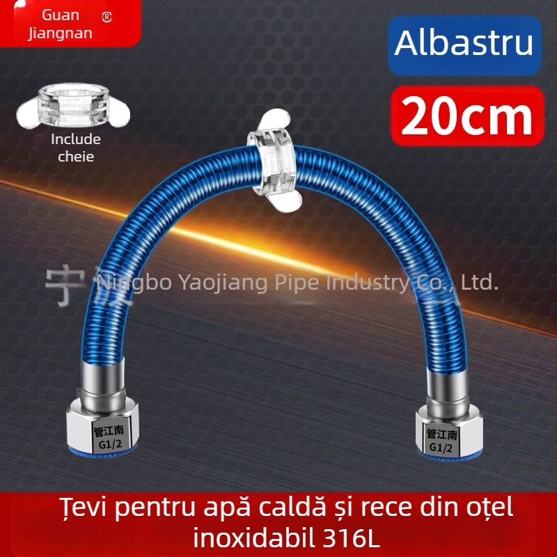 Conductă ondulată din oțel inoxidabil 316L pentru apă — intrare la încălzitorul de apă, pentru apă caldă și rece, interval temperatură -20°C până la 150°C