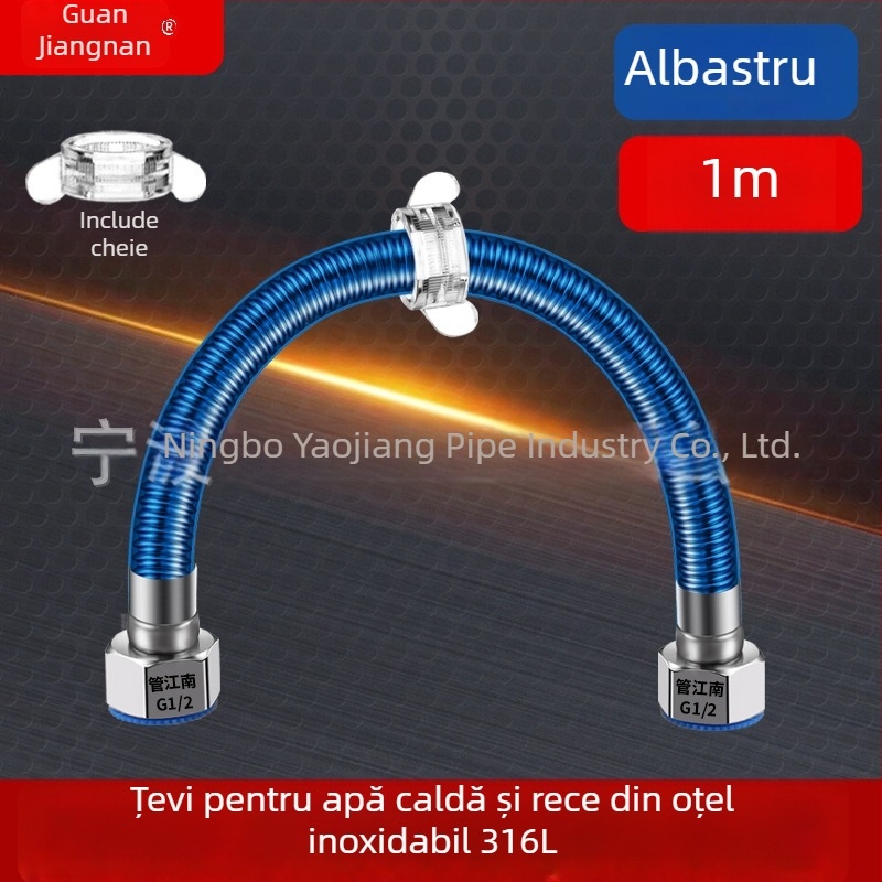 Conductă ondulată din oțel inoxidabil 316L pentru apă — intrare la încălzitorul de apă, pentru apă caldă și rece, interval temperatură -20°C până la 150°C