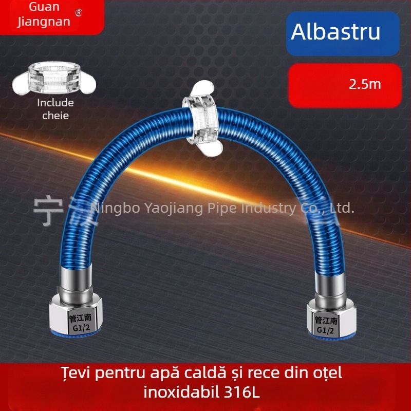Conductă ondulată din oțel inoxidabil 316L pentru apă — intrare la încălzitorul de apă, pentru apă caldă și rece, interval temperatură -20°C până la 150°C