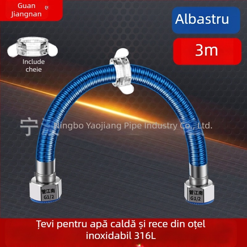 Conductă ondulată din oțel inoxidabil 316L pentru apă — intrare la încălzitorul de apă, pentru apă caldă și rece, interval temperatură -20°C până la 150°C