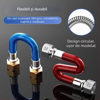 Furtun de alimentare pentru boiler din oțel inoxidabil 304, conexiune filet, presiune nominală 1, temperatură de lucru 99°C