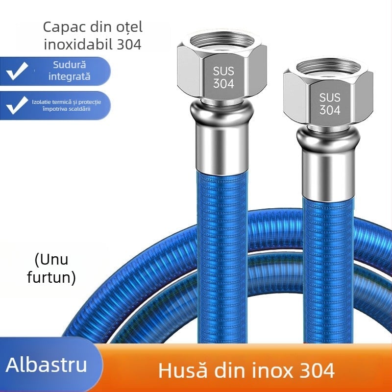Furtun de alimentare pentru boiler din oțel inoxidabil 304, conexiune filet, presiune nominală 1, temperatură de lucru 99°C