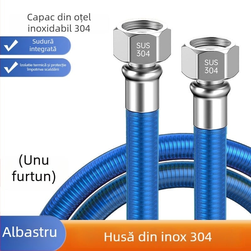 Furtun de alimentare pentru boiler din oțel inoxidabil 304, conexiune filet, presiune nominală 1, temperatură de lucru 99°C