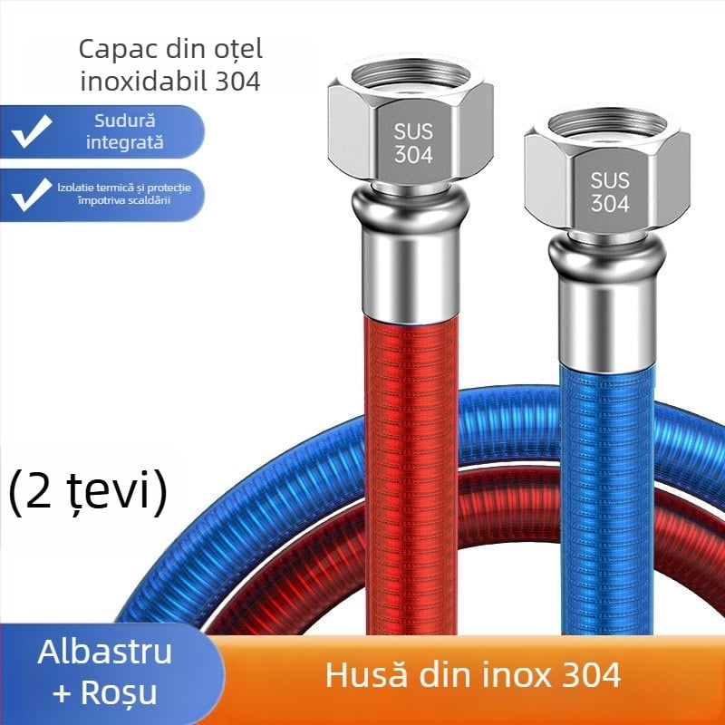 Furtun de alimentare pentru boiler din oțel inoxidabil 304, conexiune filet, presiune nominală 1, temperatură de lucru 99°C
