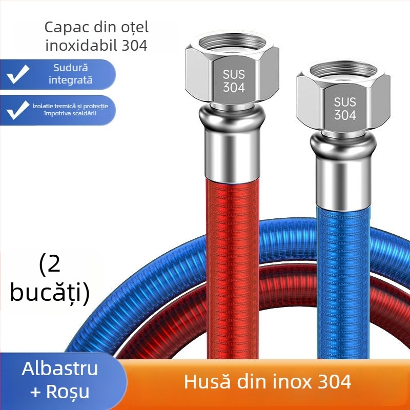 Furtun de alimentare pentru boiler din oțel inoxidabil 304, conexiune filet, presiune nominală 1, temperatură de lucru 99°C