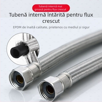 Furtun de alimentare pentru toaletă din oțel inoxidabil 304, împletit, debit mare, conectare în spirală, 0–90°C