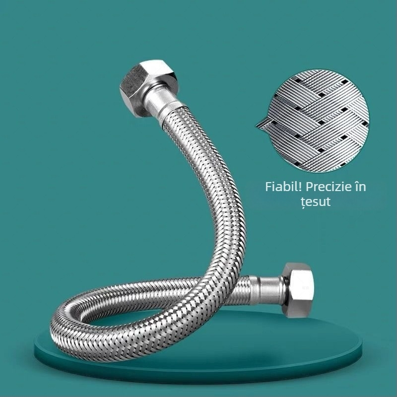 Furtun de alimentare pentru toaletă din oțel inoxidabil 304, împletit, debit mare, conectare în spirală, 0–90°C