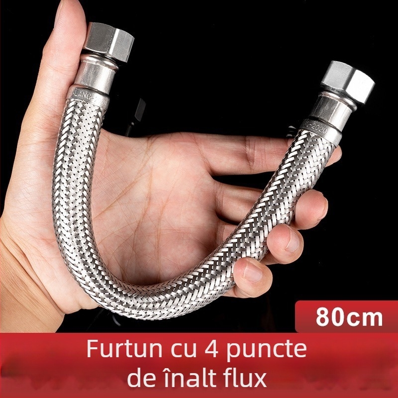 Furtun de alimentare pentru toaletă din oțel inoxidabil 304, împletit, debit mare, conectare în spirală, 0–90°C