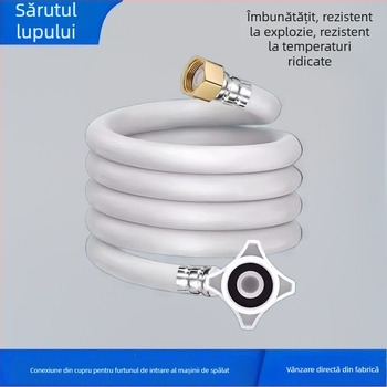 Tubă de alimentare cu apă pentru mașina de spălat, PVC, conector din alamă, presiune nominală 1.0, temperatură de lucru 0-90°C, montaj rotativ
