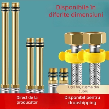 Conductă de apă din oțel inoxidabil împletită, cu cap de cupru, pentru apă caldă și rece, conectare la toaletă și boiler, 1/2 inch