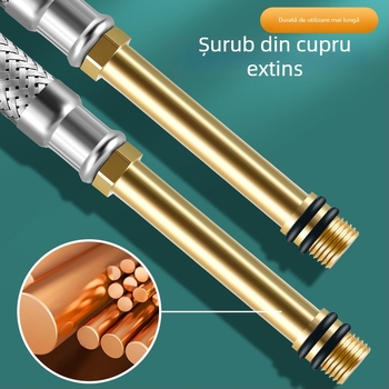 Conductă de apă din oțel inoxidabil împletită, cu cap de cupru, pentru apă caldă și rece, conectare la toaletă și boiler, 1/2 inch