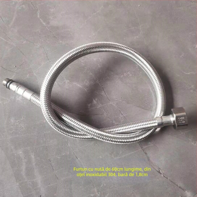 Conductă de apă din oțel inoxidabil împletită, cu cap de cupru, pentru apă caldă și rece, conectare la toaletă și boiler, 1/2 inch