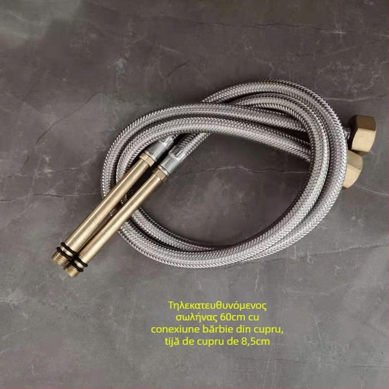 Conductă de apă din oțel inoxidabil împletită, cu cap de cupru, pentru apă caldă și rece, conectare la toaletă și boiler, 1/2 inch