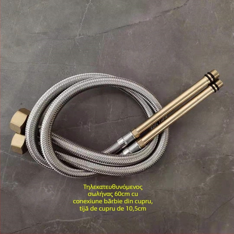 Conductă de apă din oțel inoxidabil împletită, cu cap de cupru, pentru apă caldă și rece, conectare la toaletă și boiler, 1/2 inch