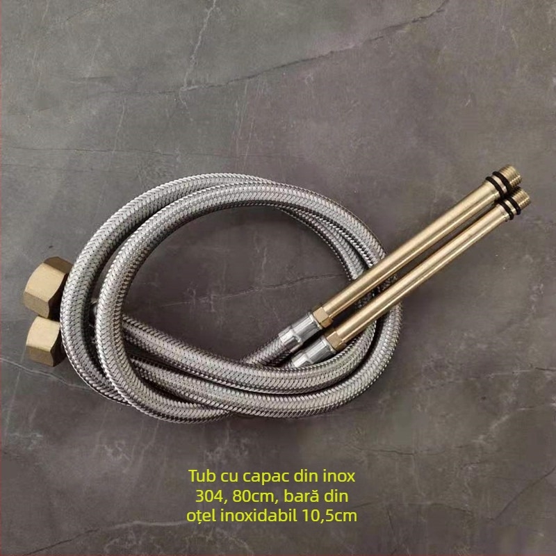Conductă de apă din oțel inoxidabil împletită, cu cap de cupru, pentru apă caldă și rece, conectare la toaletă și boiler, 1/2 inch