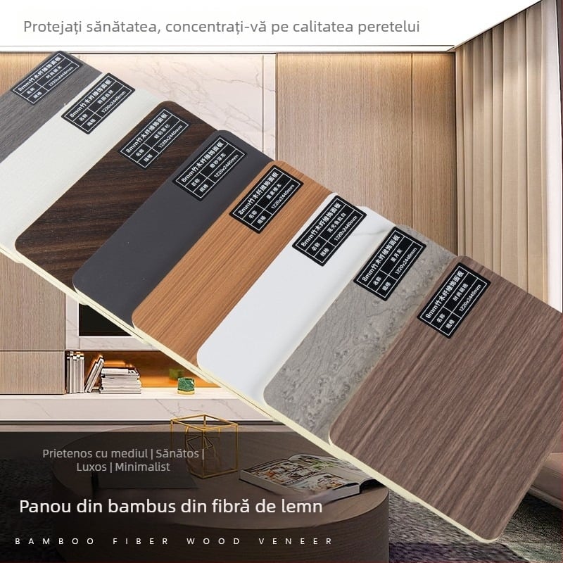 Panou de perete din furnir de lemn, cu fibre de bambus și cărbune de bambus, fond fără cusături – model Wood veneer, stil Seamless, brand Yiming
