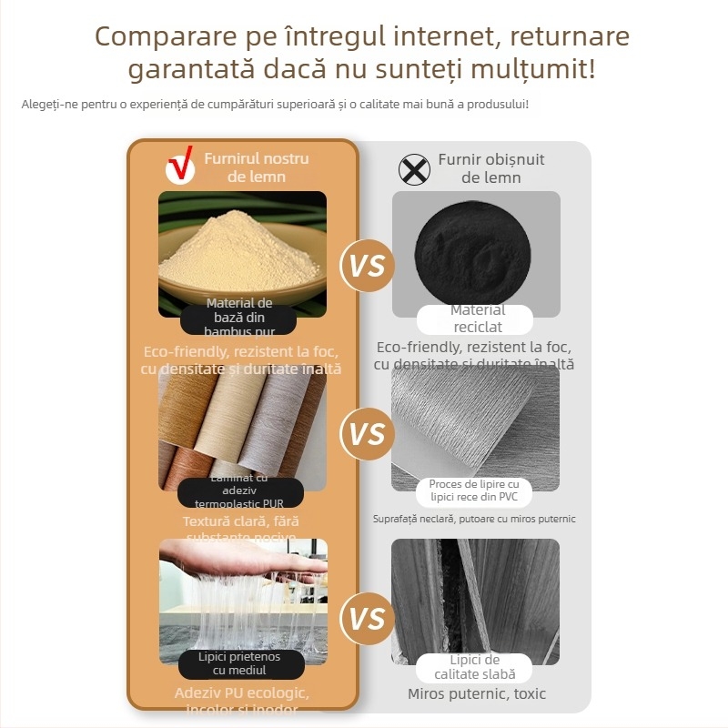 Panou de perete din furnir de lemn, cu fibre de bambus și cărbune de bambus, fond fără cusături – model Wood veneer, stil Seamless, brand Yiming