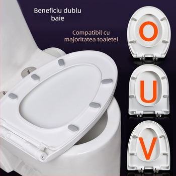 Capac de toaletă cu închidere lină; tip UOV; din placă PP; gros; distanța dintre găuri 8–25 mm
