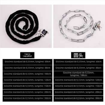 Lacăt de lanț pentru biciclete și motociclete – Flat Ring, model 5566, material din fier, design modern minimalist