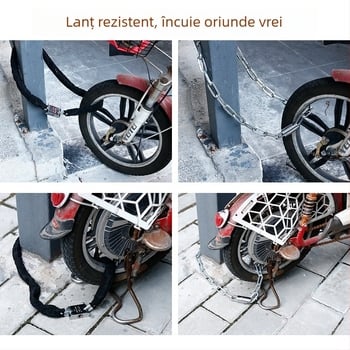 Lacăt de lanț pentru biciclete și motociclete – Flat Ring, model 5566, material din fier, design modern minimalist