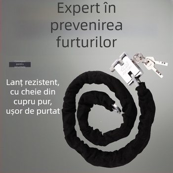 Lacăt de lanț pentru biciclete și motociclete – Flat Ring, model 5566, material din fier, design modern minimalist