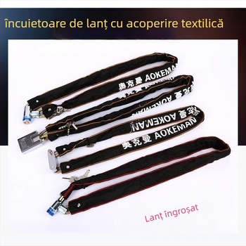 Ockman Lacăt lanț cu husă din material, din oțel mangan, model 5100, pentru biciclete, motociclete, vehicule electrice și uși