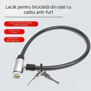 Lacăt pentru bicicletă - portabil, cablu din oțel și lanț îngroșat, lacăt, anti-furt