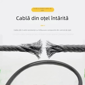 Lacăt pentru bicicletă - portabil, cablu din oțel și lanț îngroșat, lacăt, anti-furt