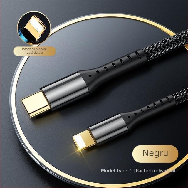 Semida Sheng Cablu Apple Lightning de încărcare rapidă, 20W, împletit, cu un capăt