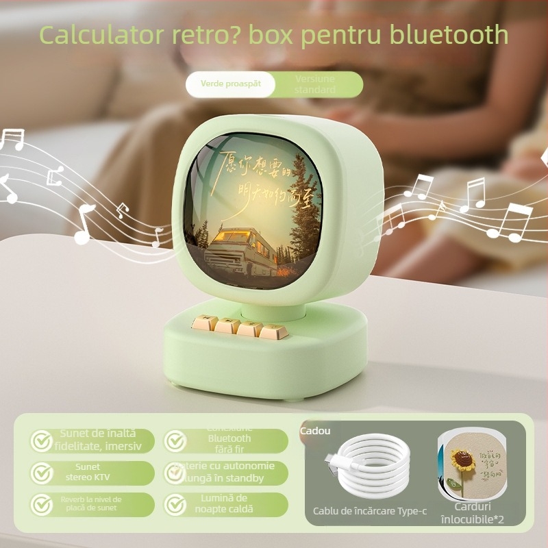 Boxă Bluetooth cu Microfon Wireless pentru Karaoke – All-in-One Portabil Exterior; Bluetooth 5.0; Baterie încorporată 1000–1200mAh; Putere 5W; Răspuns în frecvență 20 Hz–20 kHz; Gama efectivă 10 m