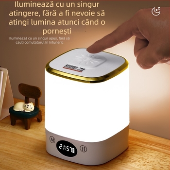 Lampă LED de Noapte pentru Dormitor – protecție pentru ochi, veioză de noptieră cu atingere, baterie încorporată, abajur din plastic, tensiune până la 36V
