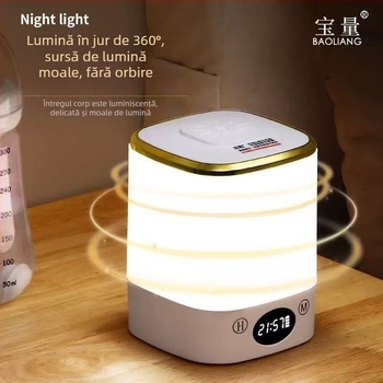 Lampă LED de Noapte pentru Dormitor – protecție pentru ochi, veioză de noptieră cu atingere, baterie încorporată, abajur din plastic, tensiune până la 36V