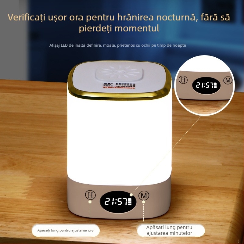 Lampă LED de Noapte pentru Dormitor – protecție pentru ochi, veioză de noptieră cu atingere, baterie încorporată, abajur din plastic, tensiune până la 36V