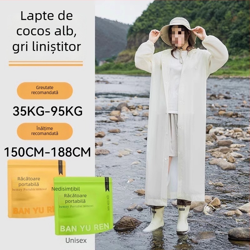 Poncă de ploaie din PVC pentru adulți, gros pentru drumeții în aer liber și alpinism - reutilizabil