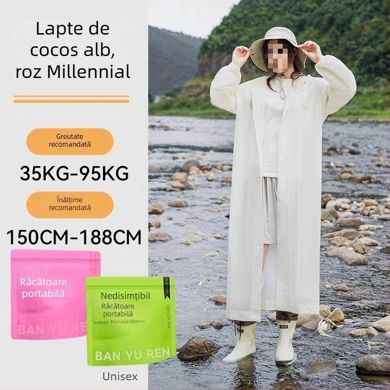 Poncă de ploaie din PVC pentru adulți, gros pentru drumeții în aer liber și alpinism - reutilizabil