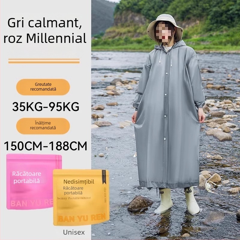 Poncă de ploaie din PVC pentru adulți, gros pentru drumeții în aer liber și alpinism - reutilizabil