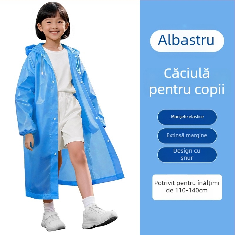 Pelerină de ploaie pentru copii din EVA, lungă, protecție completă a corpului, pentru școală și călătorii, poncho portabil