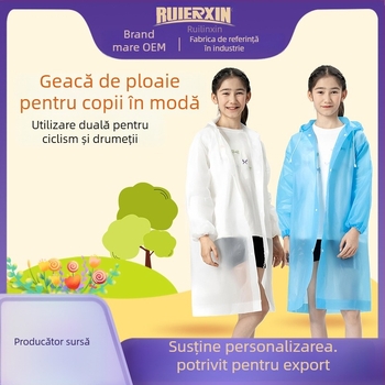 Poncho de ploaie din EVA pentru copii, gros, reutilizabil, pentru școală, pentru 1 copil, vârsta 7–12 ani