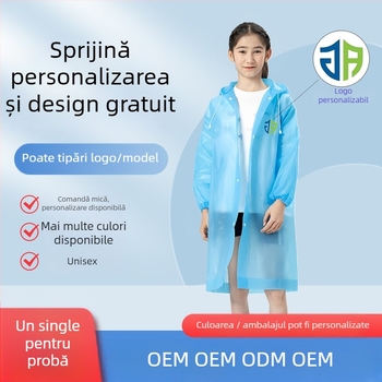 Poncho de ploaie din EVA pentru copii, gros, reutilizabil, pentru școală, pentru 1 copil, vârsta 7–12 ani